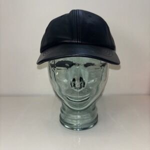 Black Leather Baseball Cap Hat, Mens, Womans,  Adjustable Faux Leather Vegan